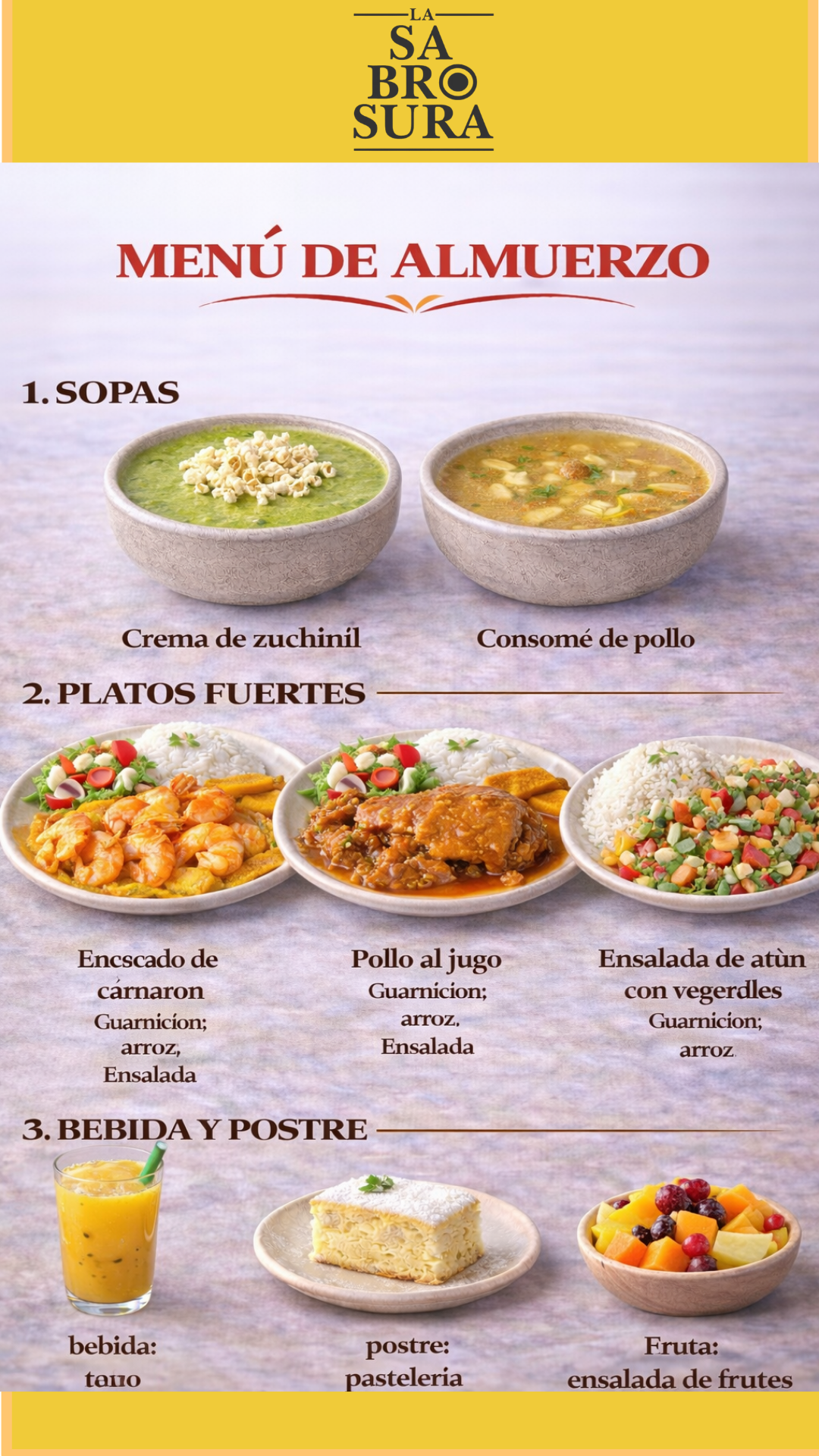 Menú del día $4