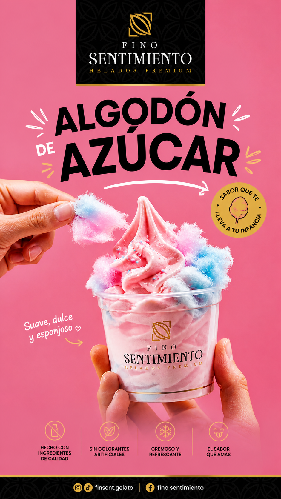 Helado de algodón de azúcar